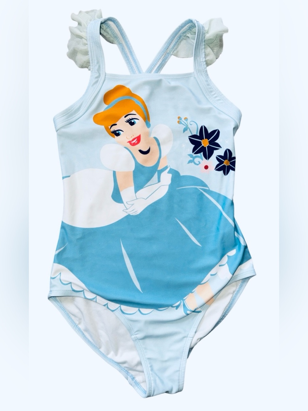 Disney hanna Anderson 140 10 Light Blue Cinderella One-Piece Swimsuit for Kids